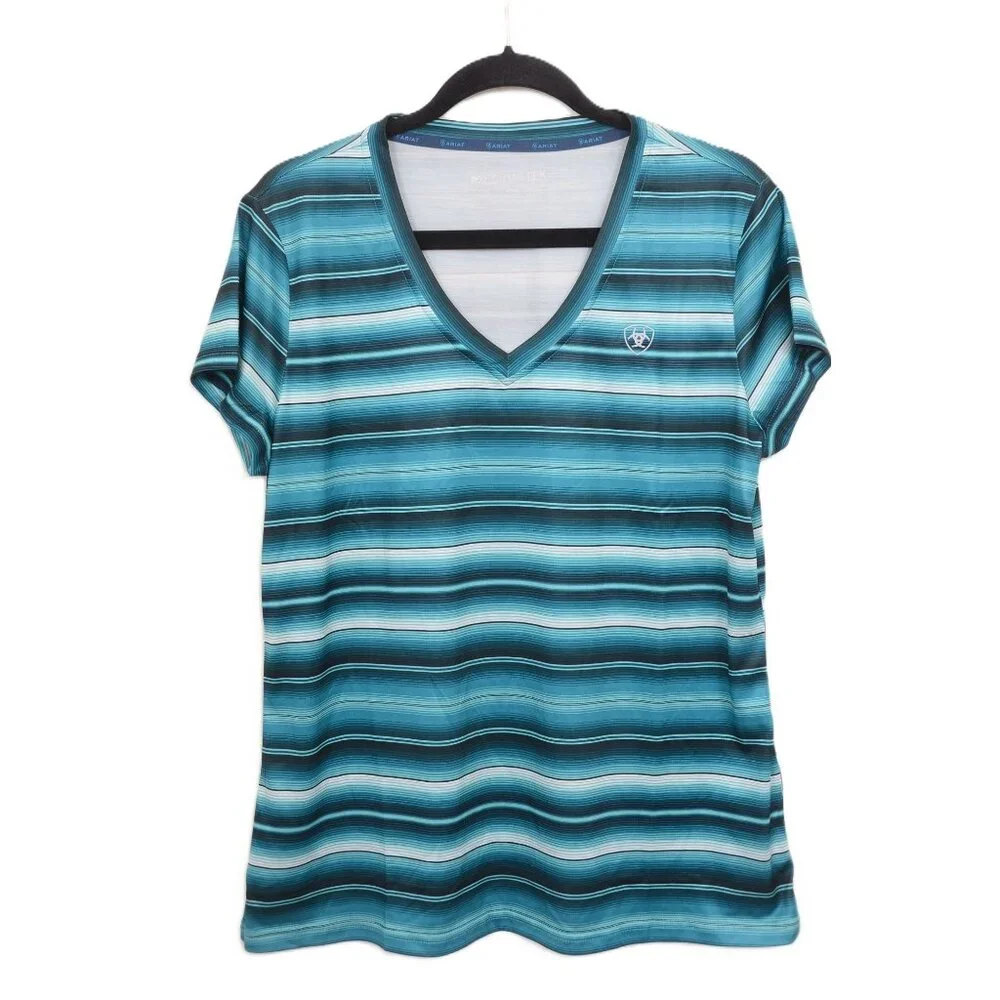 Ariat Laguna AriatTEK® V-Neck Short Sleeve Top Sun Protection Fabric™ Size XL - Picture 1 of 11